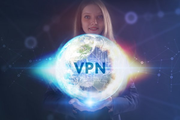 vpn services woman holding glowing earth globe earth connected through VPN